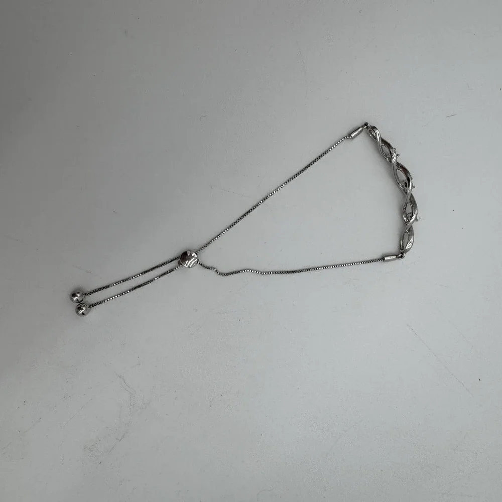 Kay 925 Sterling Silver Diamond Accent Infinity Bolo Bracelet Adjustable‎